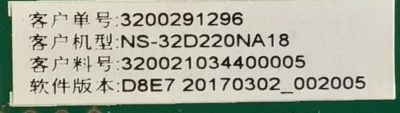 MAIN FUENTE PARA TV INSIGNIA / NUMERO DE PARTE 3200291296  / TP.MS3553T.PB796 / H17030457-2A00496 / 320021034400005 / 2170302_002005 / MODELO NS-32D220NA18 - Imagen 2